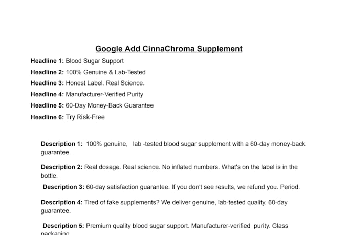 write high converting google ads copy for health and wellness